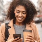 Woman on phone engaging in social media self diagnosis