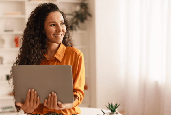 Smiling healthcare practitioner works on licensing a new medical practice