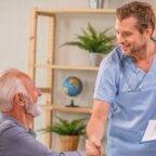 physician shaking hands with a patient at independent practice