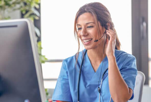 Physician applies telehealth best practices while speaking with a patient during a video call appointment