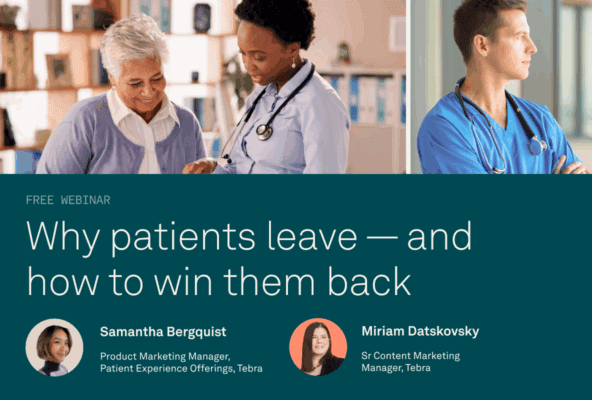 Tebra webinar recap graphic depicting patient loyalty trends