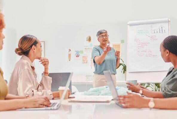 Group of practice staff members planning marketing campaigns