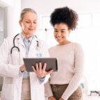 Patient enjoying digital features from medical practice