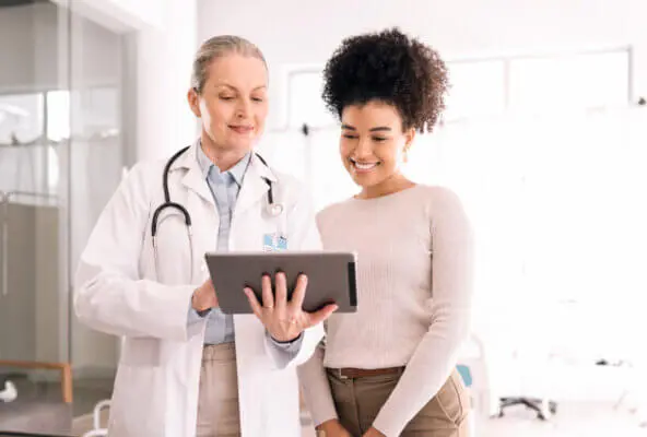 Patient enjoying digital features from medical practice